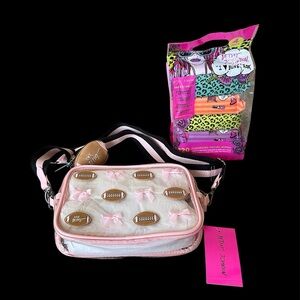 NWT Betsy Johnson Pink/ Clear Football Crossbody Bag plus Colorful Betsy Wipes 💕